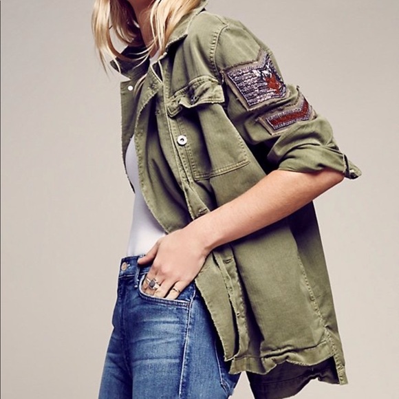 Free People Jackets & Blazers - FREE PEOPLE Embellished Military Shirt Jacket